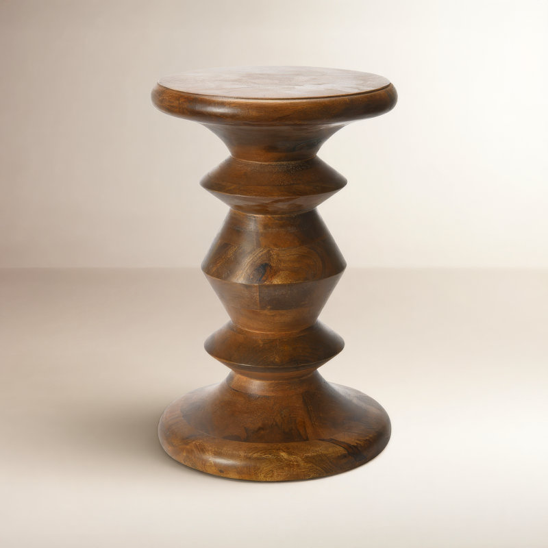 Berns Solid Wood End Table, Walnut