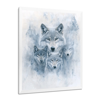 Wolf Family Portrait In Winter II - Wolf Canvas Print