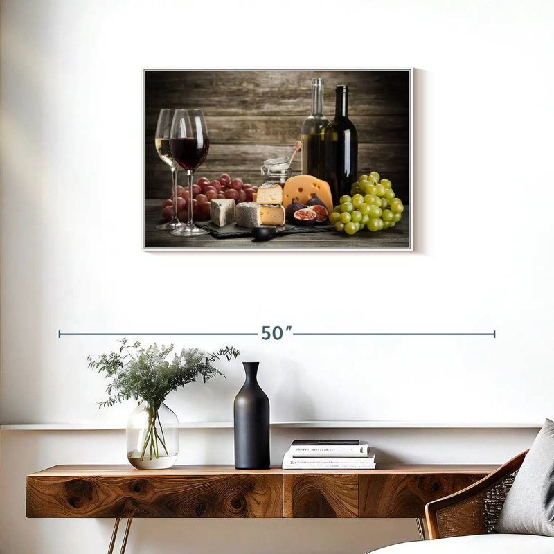 Accords mets et vins, Cadre flottant blanc, 31 po x 21 po