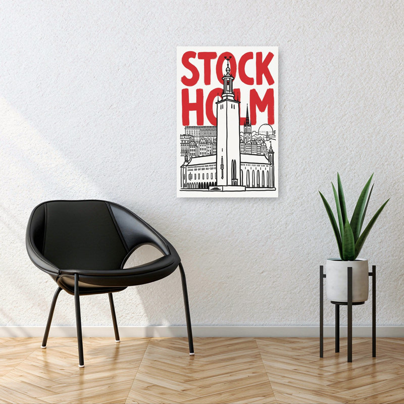 Historic Stockholm City Hall Minimalist Abstract Architecture City Wall Art Print 1 Piece Wrapped Canvas Wall Art