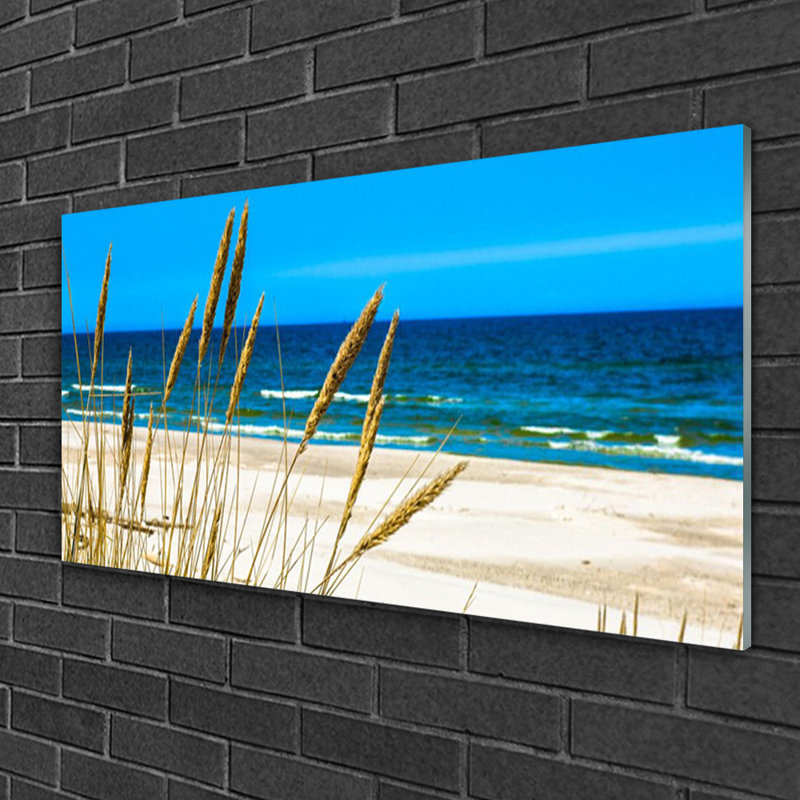 Glass Print Wall Art 100X50cm Image Printed On Glass Decorative Wall Picture Behind Toughened / Tempered Safety Real Glass For Kitchen & Living Room Theme: Ocean Beach Landscape