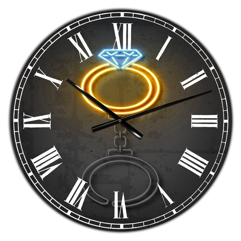 Bague à diamant - Grande horloge murale moderne, Surdimensionné