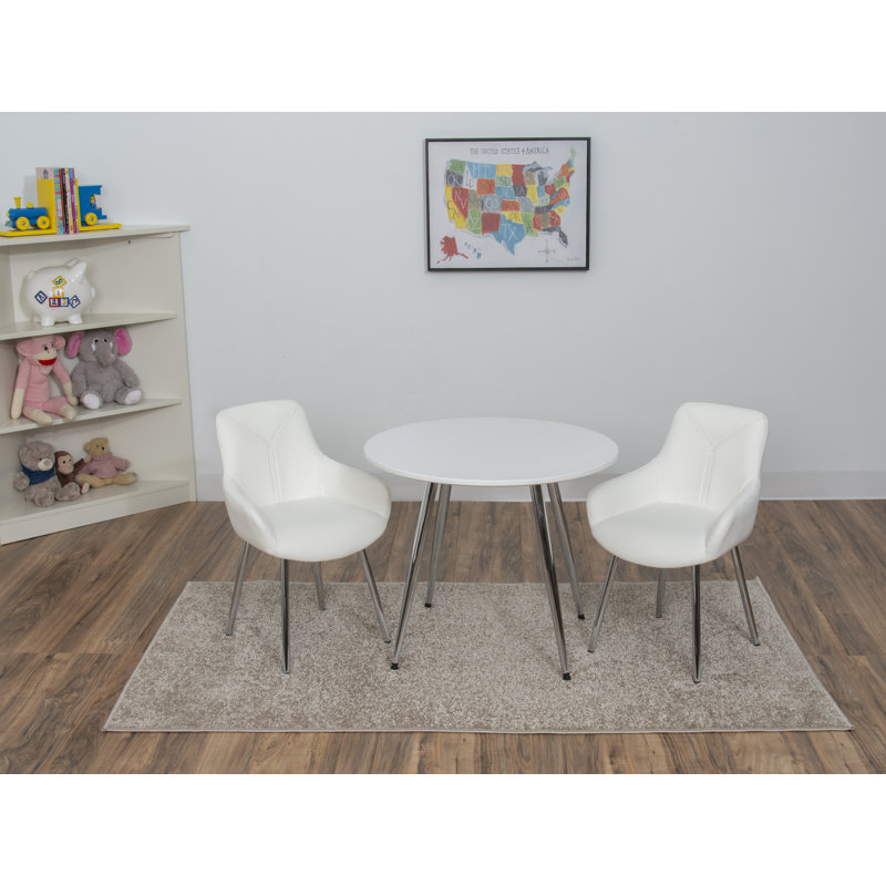 Paz Kids 3 Piece and Chair Set, White