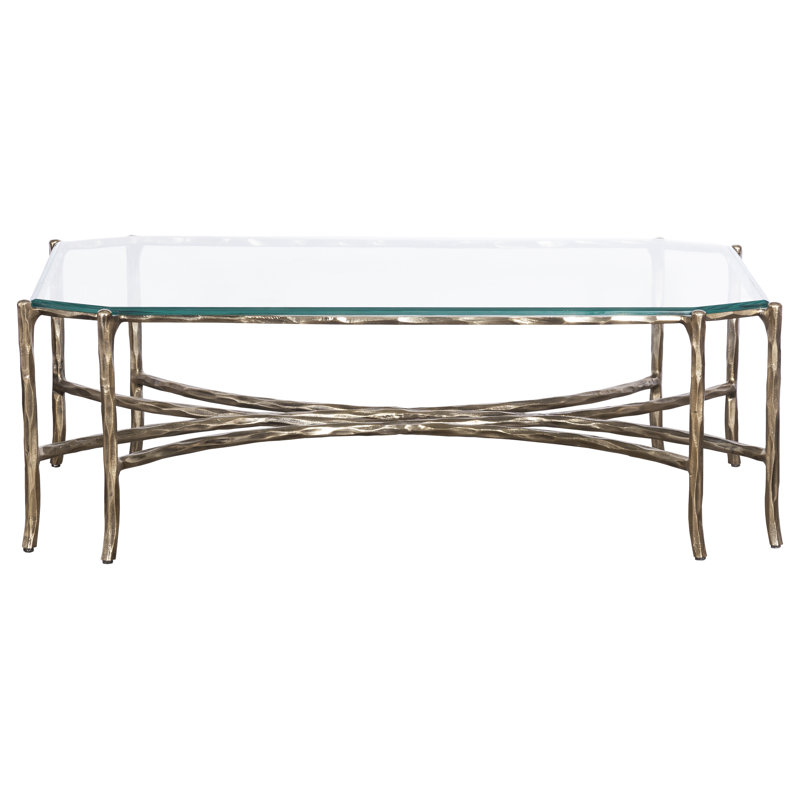 Monier Coffee Table, Clear Glass Top/Antique Gold