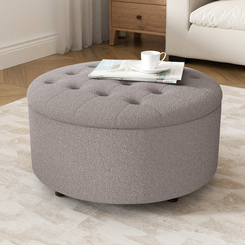 Winston Porter Upholstered Ottoman with Storage, Brown Teddy