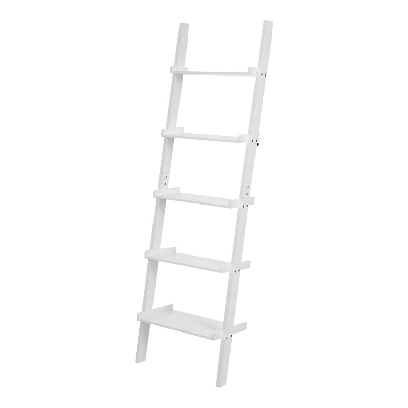 Ira 5-Tier Ladder Shelf Bookcase Unit, White