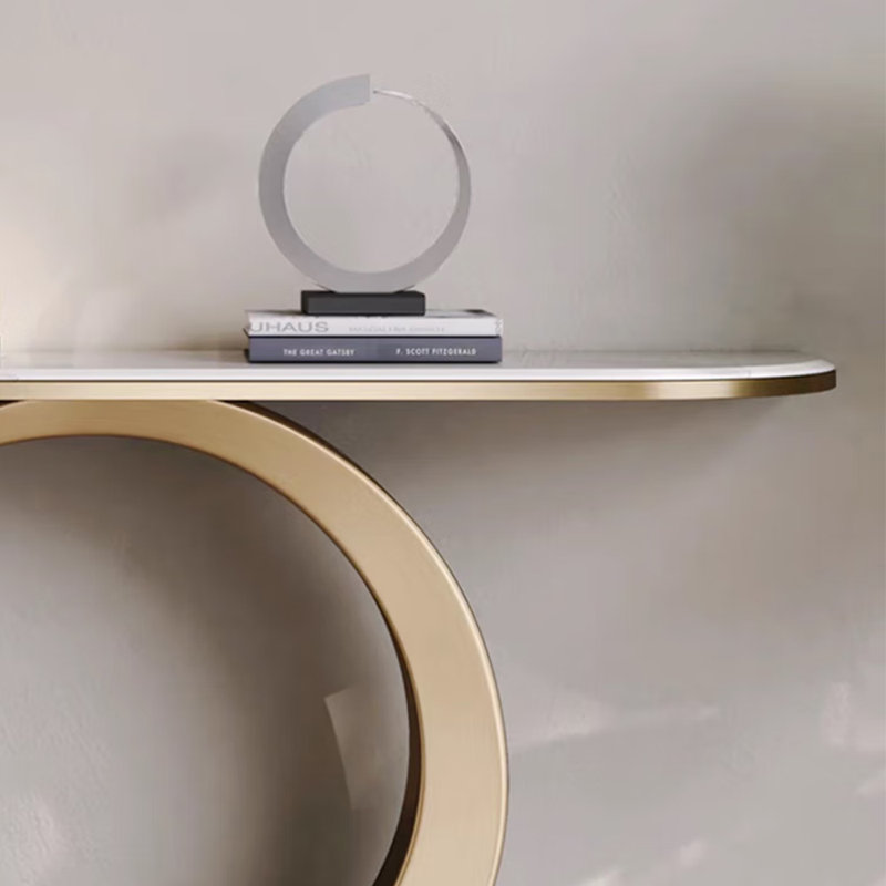 Console en métal de style moderne et simple, H 31,5 po x l 47,2 po x P 11,8 po, Doré