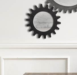 Kazmira Solid Wood Round Mirror, 17" x 17", Black