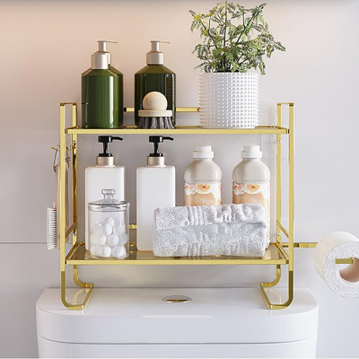 Étagère de rangement pour salle de bain en métal au-dessus de la toilette