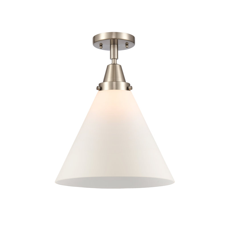 Plafonnier encastré en verre Amede, Blanc mat, H 15,5 po x l 12 po x P 12 po, Nickel satiné brossé