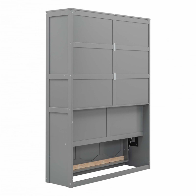 Lit escamotable mural avec tablettes Murphy, gris, Double