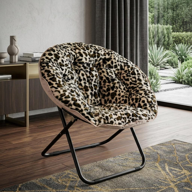  Chaise longue pliante en fausse fourrure Leopard