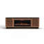 Meuble télé 86 po pour téléviseur de 100 po ou moins, assemblage minimal, noir avec finition bourbon