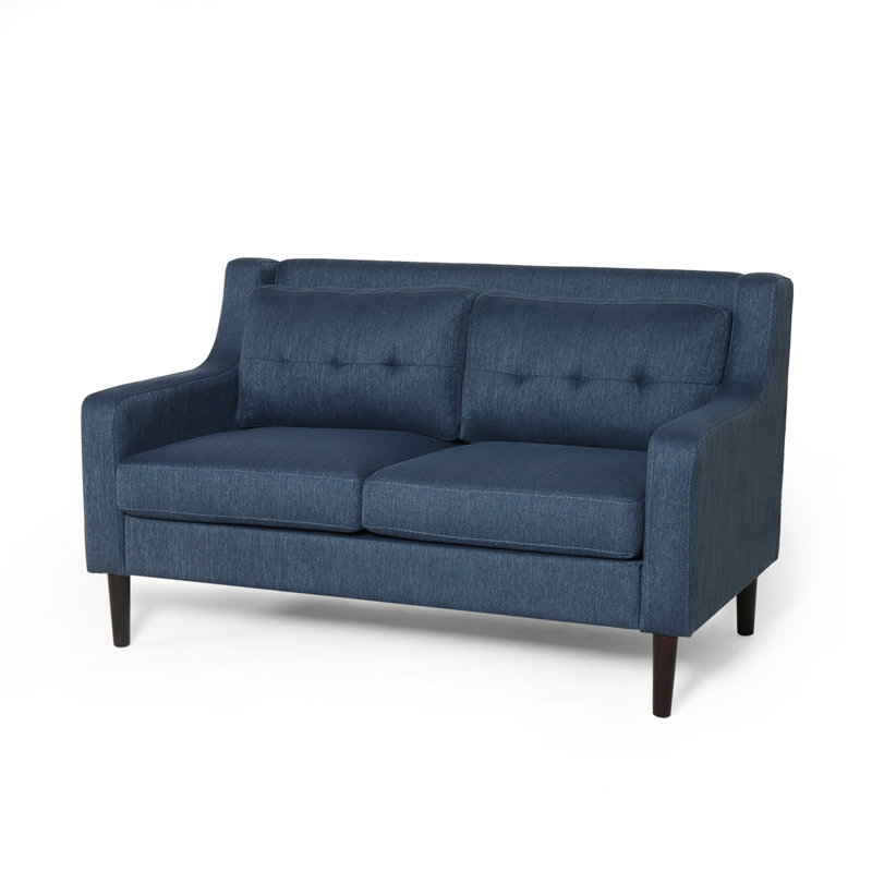 Causeuse à accoudoirs carrés 58 po, Tissu bleu marine