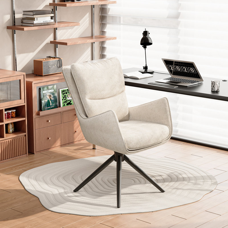 Chaise de bureau ergonomique pivotante à 360 ° avec dossier haut, Beige