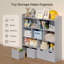 Bibliothèque pour enfants, armoire de rangement pour jouets, cloison ouverte à trois couches, quatre tiroirs avec poulies, structure en bois sécuritaire, imperméable et facile d'entretien-1487472068