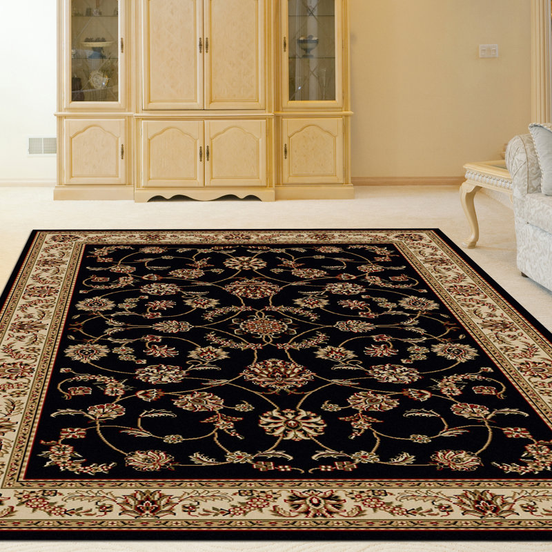 Tapis noir / rouge / taupe Weisgerber, 3 pi 3 po x 4 pi 11 po