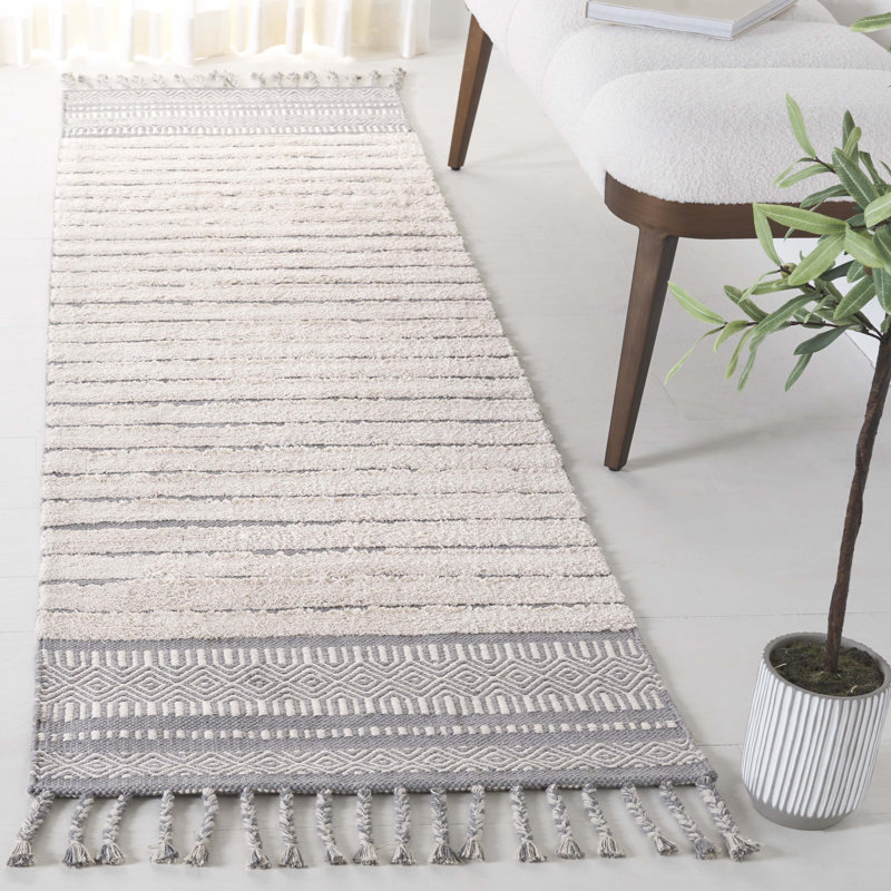 Latay Hand Woven Cotton Pile Striped Rug, Rectangle 6' x 9'