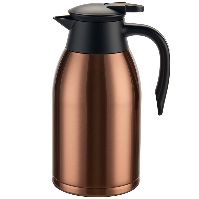 Cafetière isotherme en acier inoxydable de grande capacité de 67 oz / 2 litres, bouilloire à vide à double paroi pour café, thé et autres boissons, garder au chaud et au froid, cafetière isotherme maison