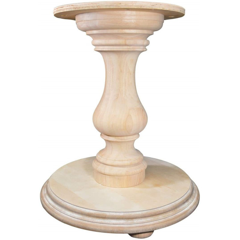White Solid Hardwood 29" Tall Round Pedestal Table Base