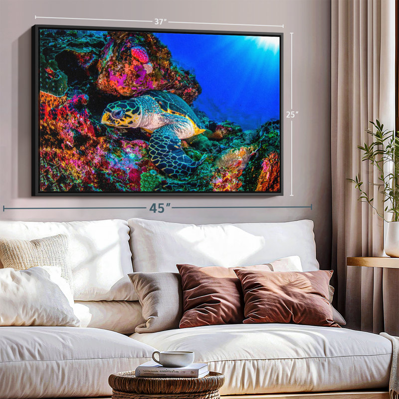 "Tortue, océan, art mural", H 25 po x l 37 po