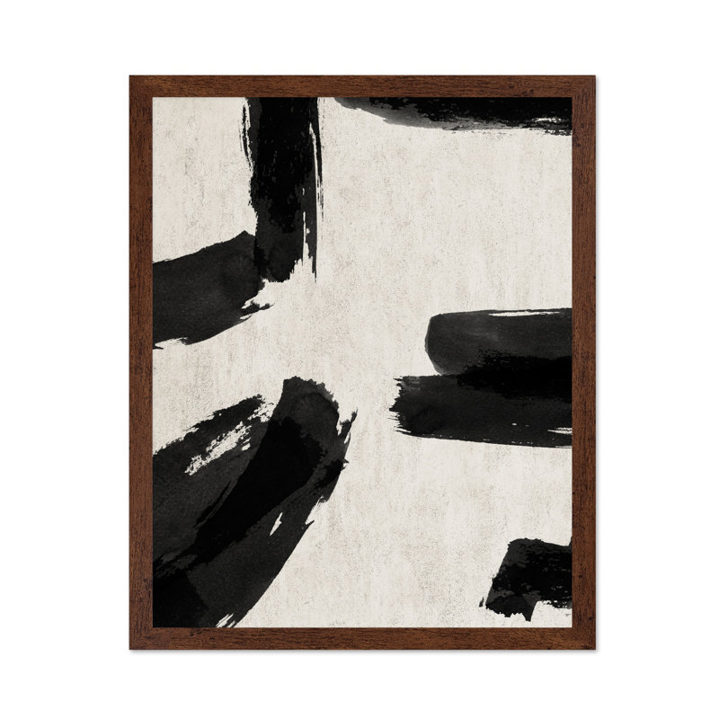 Coups de pinceau noirs no 1, 08"H x 10"W, Poster, Brown Framed