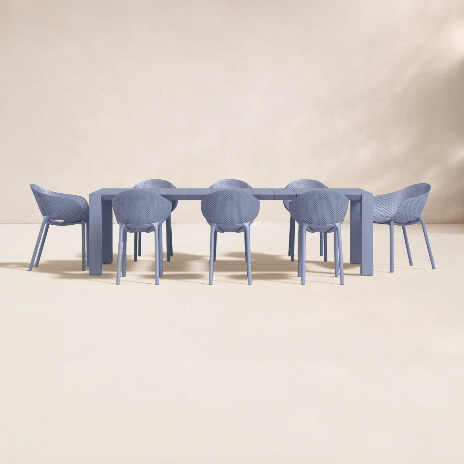 Farrah 118" Patio Dining Set, Dark Gray