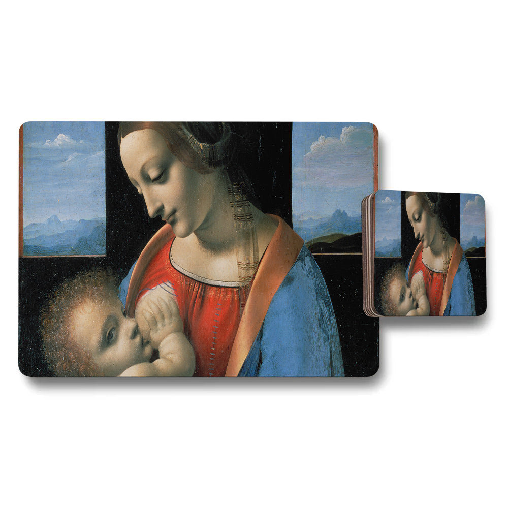 Madonna and Child Renaissance Art Placemat and Coaster Set