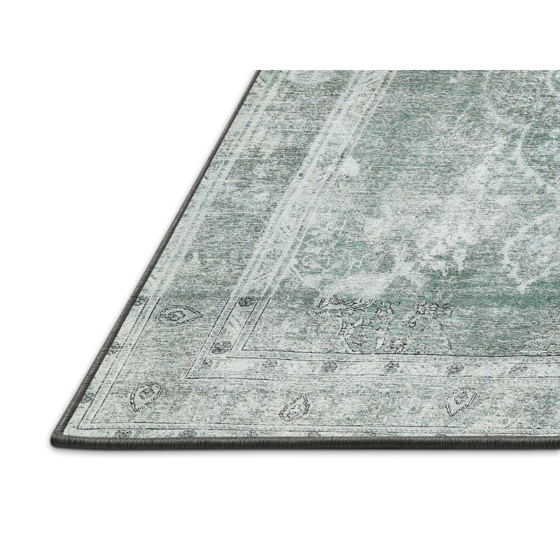 Tapis contemporain vert mer, Rectangle 4 pi x 6 pi