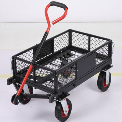 Foldable Steel Garden Cart 360LBS Capacity Utility Cart with Removable Mesh Sides