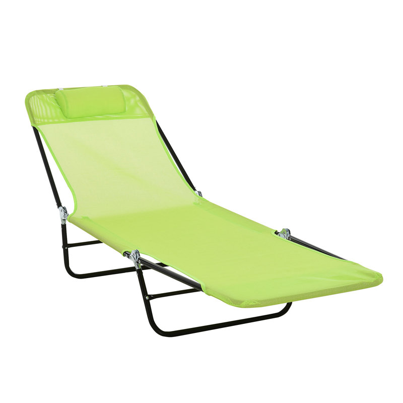 Outsunny Folding Chaise Lounge Chair, Black, Green