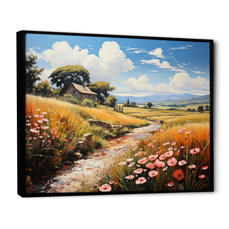 " Farm Fauvist Fields I ", H 24 po x l 32 po x P 1 po, Cadre flottant noir