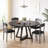47IN Black Round Dining Table: Pedestal Metal Frame, Space-Saving Industrial Style-9352075-16505550