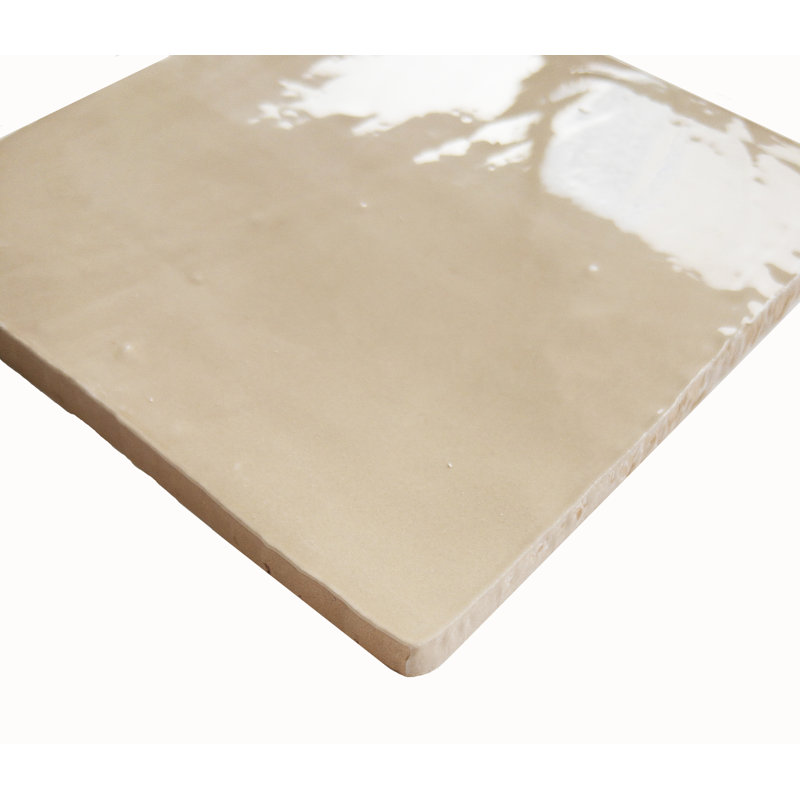 Harper 5" x 5" Beveled Ceramic Tile, Beige