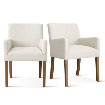 Kirjak 34" H Stain Resistant Linen Dining Armchair