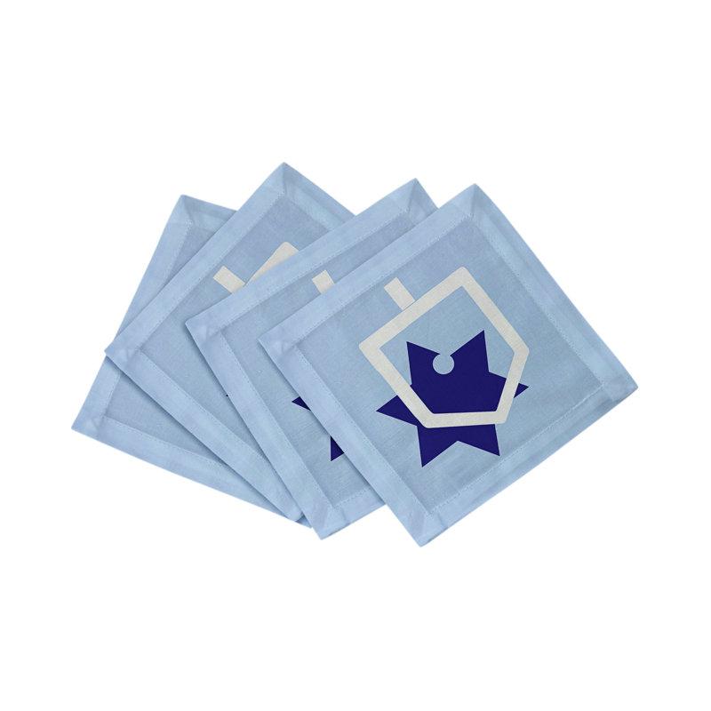 Hanukkah Dreidel Cotton Sateen Cocktail Napkins