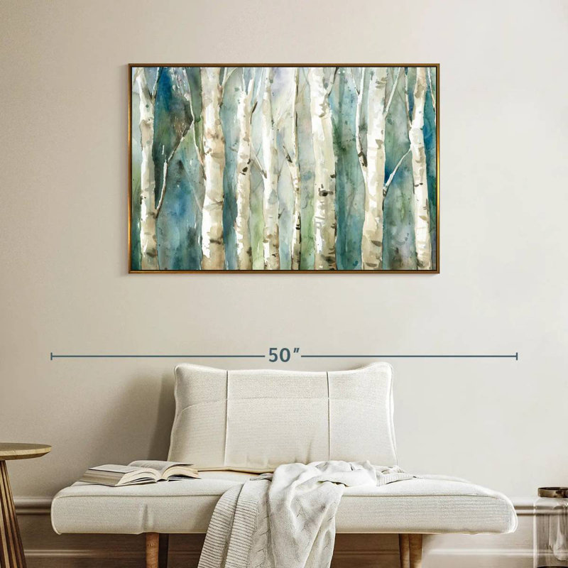 Birch River Walk, Cadre flottant doré, 40 po x 27 po