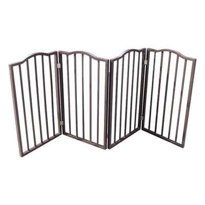 Freestanding Folding Pet Gate In Dark Brown - For Doorways Keeps Your Home Clean And Safe Pets Arc Wooden Freestanding, Foldable House Provides A Secure Area