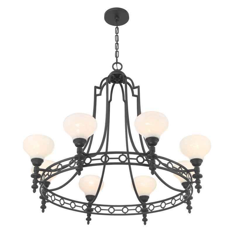 Hoekstra 8-Light Chandelier in Matte Black, Black