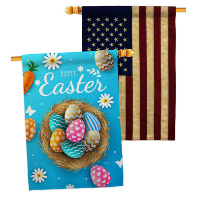 Double Sided 40'' H x 28'' W Polyester Easter House Flag