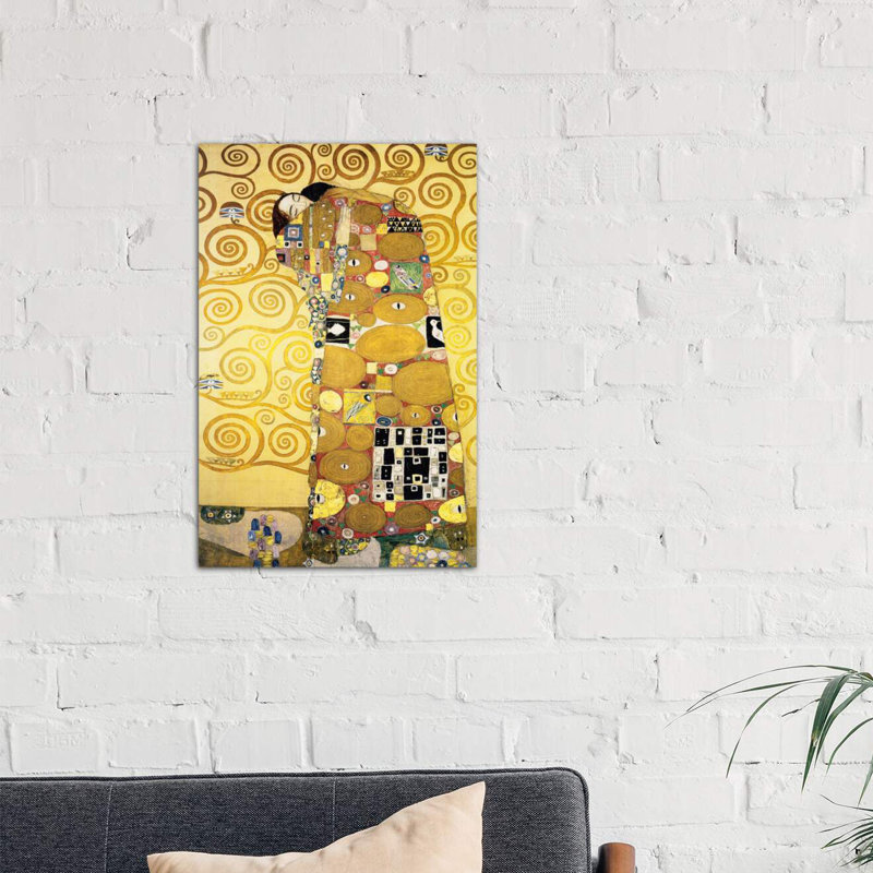 The Embrace Stoclet Frieze Panel 1905-11 by Gustav Klimt - Painting on Canvas, No Frame, 66.04 cm H x 45.72 cm W x 1.91 cm D