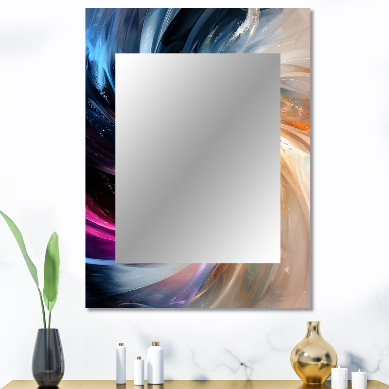 Spirales abstraites dans des tons dorés et mauves IV - miroir mural spirales abstraites, miroir décoratif doré, art imprimé en métal