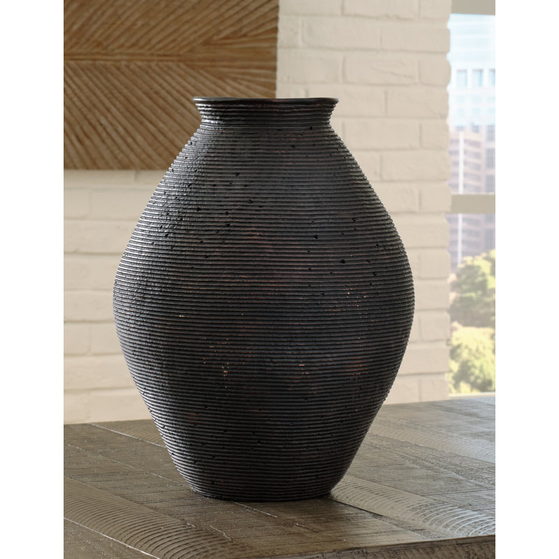 Polyresin Table Vase, Black, 17" H x 13" W x 13" D