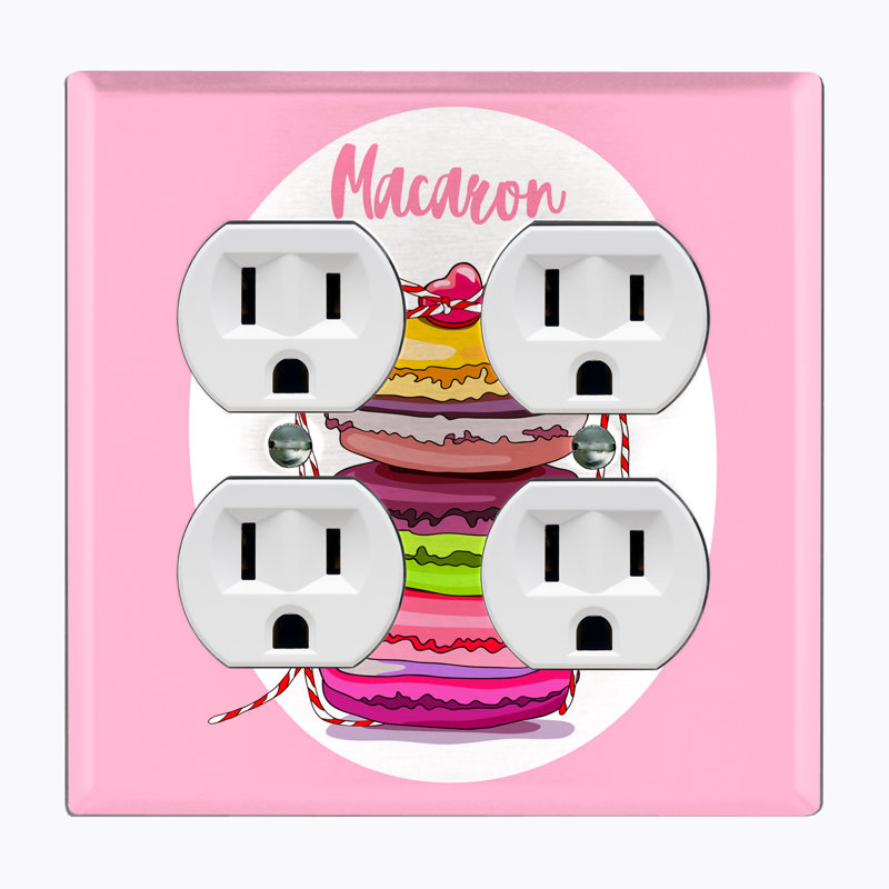 Couvercle de prise de courant en métal (Macaron Love - Double)