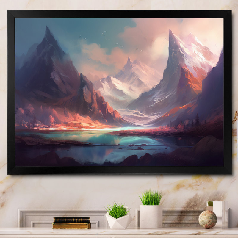 Frozen Mountain Range I - impression, Cadre simple noir, H 12 po x l 20 po x P 1 po