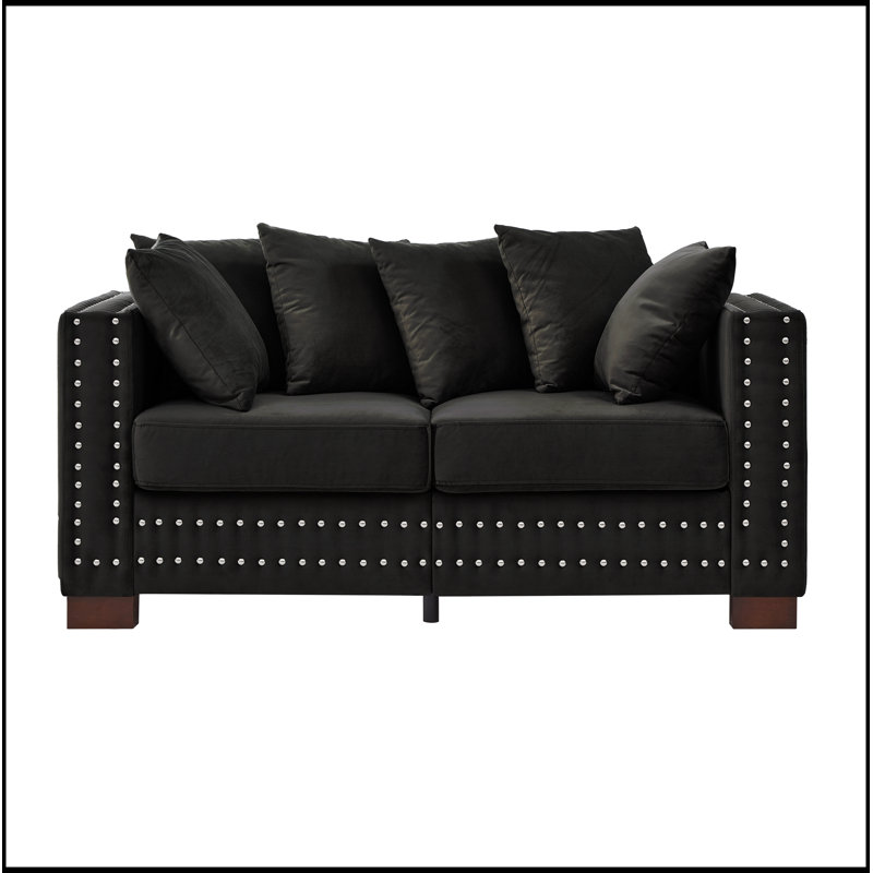 Uphlostered Loveseat with Nailheads, Black