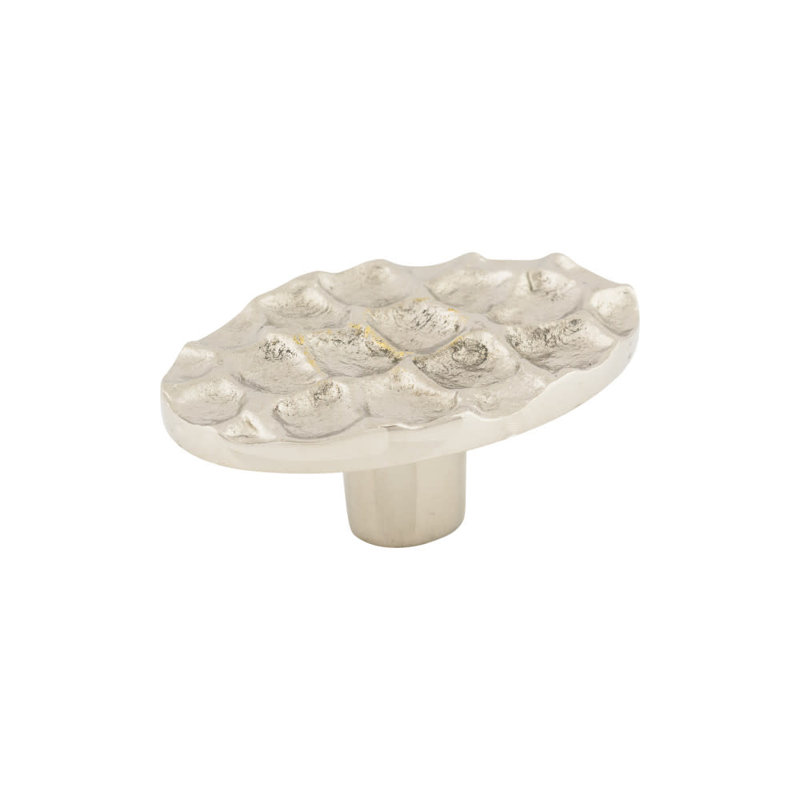 Cobblestone 2" Length Oval Knob, 2 5/8" Length, Polished Nickel