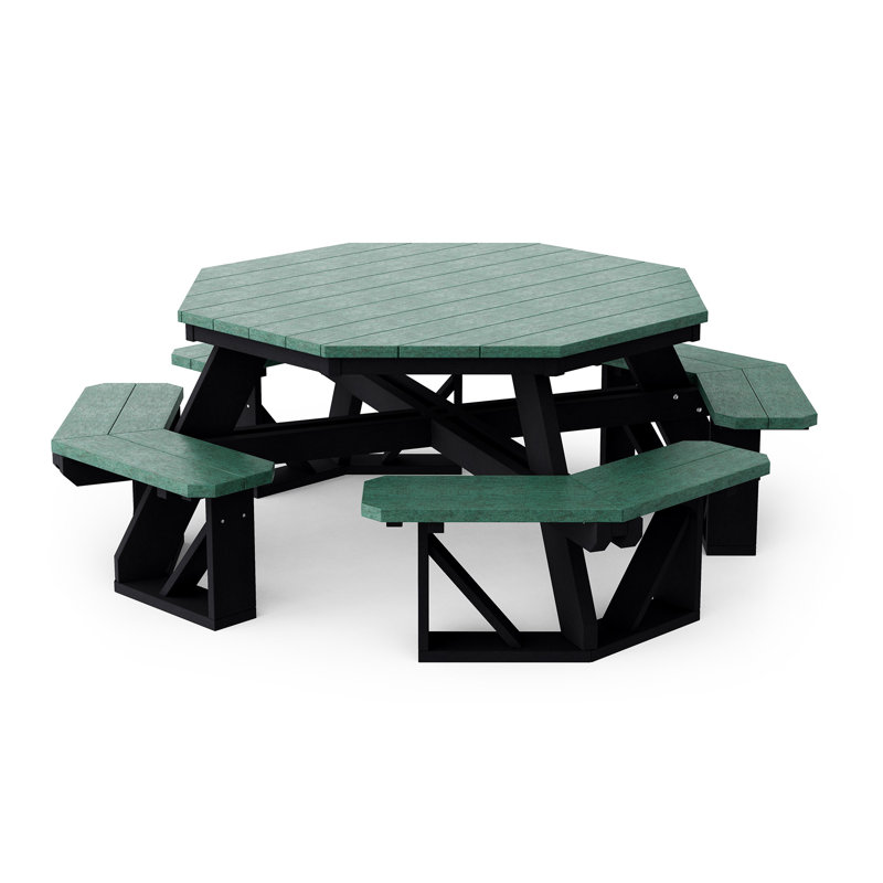 Heritage Octagon Picnic Table, Turf Green/Black
