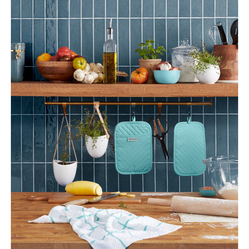 KitchenAid Asteroid Pot Holder 2-Pack Set,, Teal
