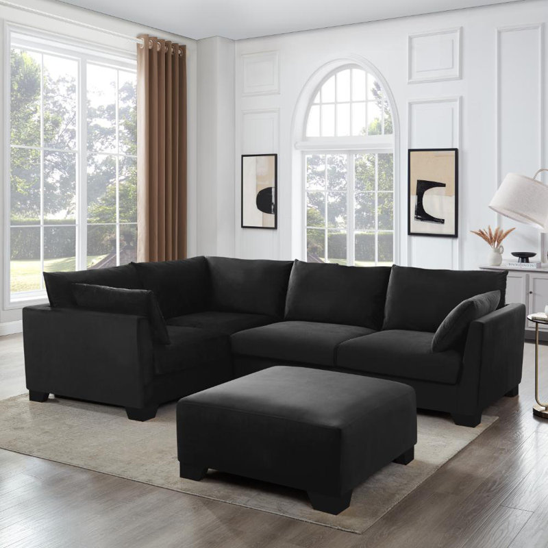 Cenko 5 Seater Sofa, Black Velvet